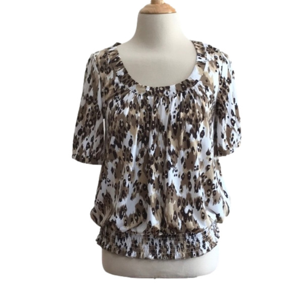 Rafaella Size S Animal Print Blouson Top - Picture 1 of 8